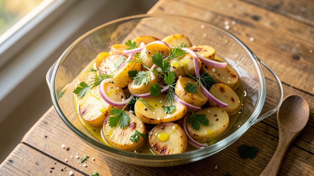 Argentine Potato Salad Recipe: Vinegar-Kissed Potatoes with Crispy Celery Crowns