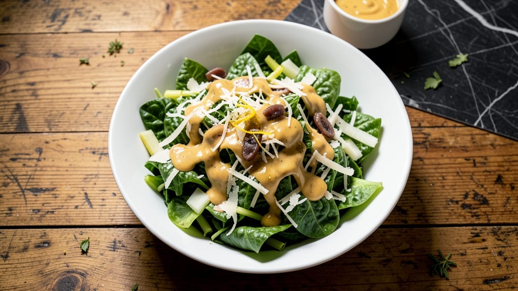California Pizza Kitchen Caesar Salad Recipe: Crispy Celery Crowns Over Anchovy-Infused Creaminess