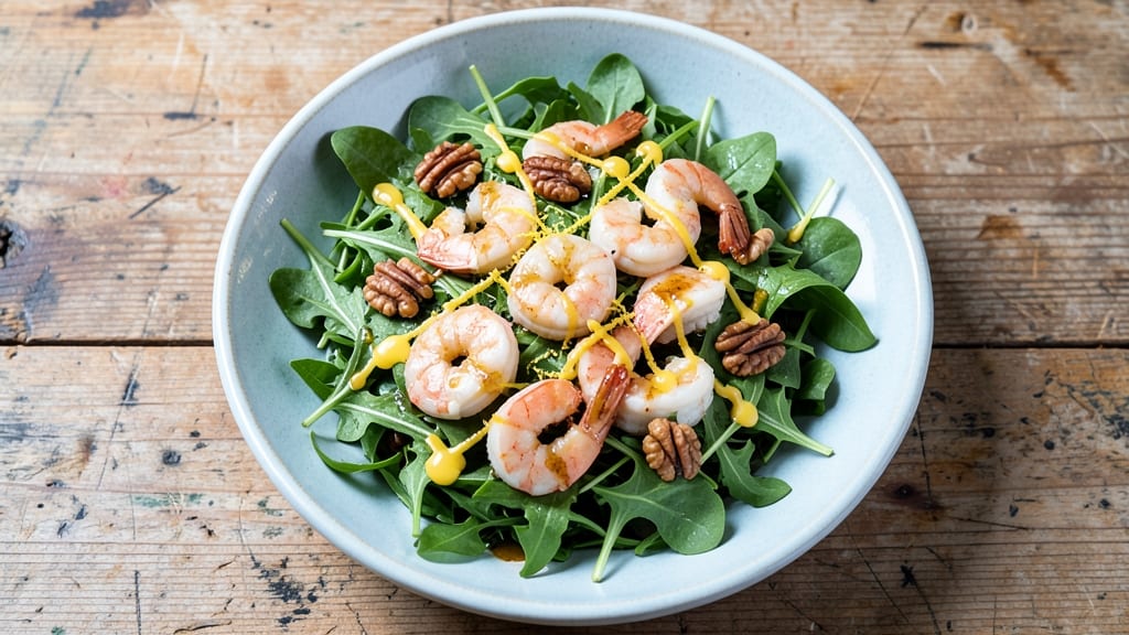 Arugula Shrimp Salad Recipe: Peppery Shrimp and Crunchy Pecan Magic