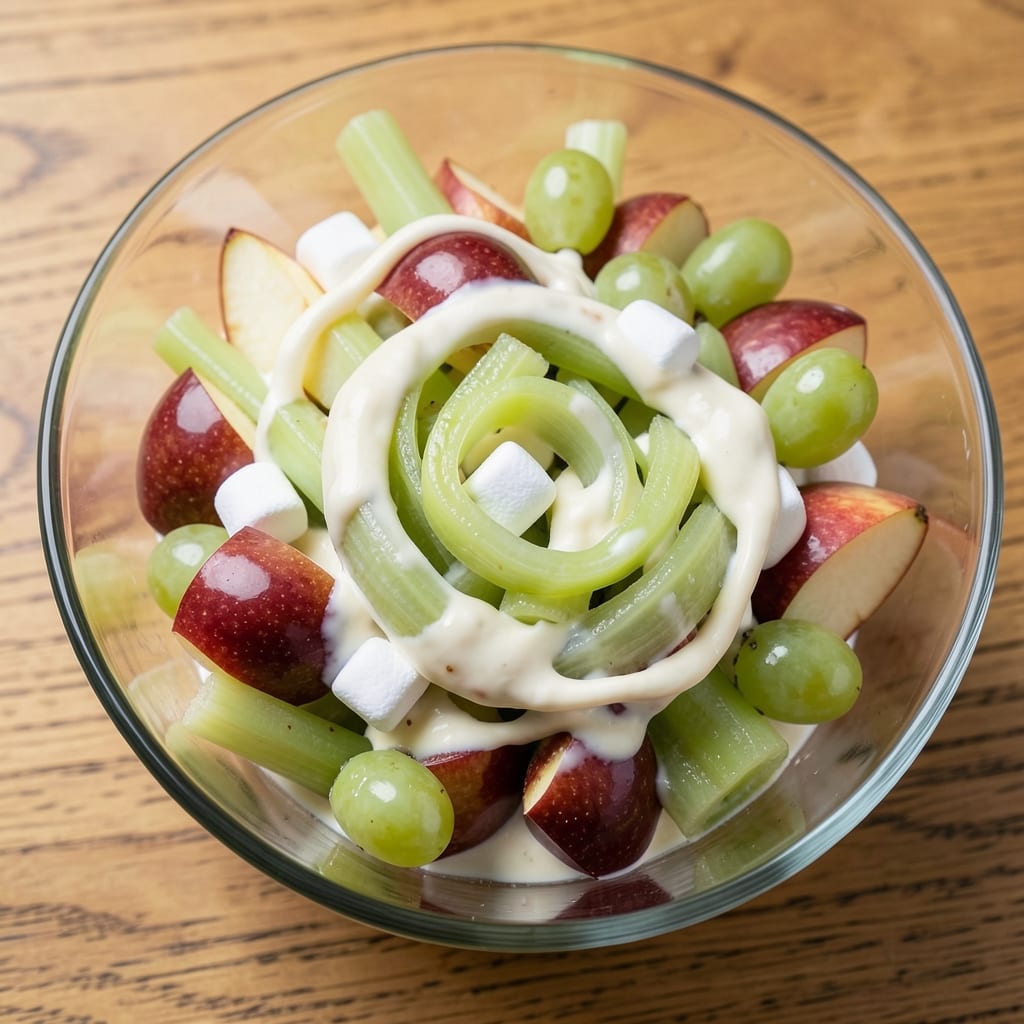 Ambrosia Waldorf Salad Recipe: Celery-Marinated Fruit and Cream Cheese Layers
