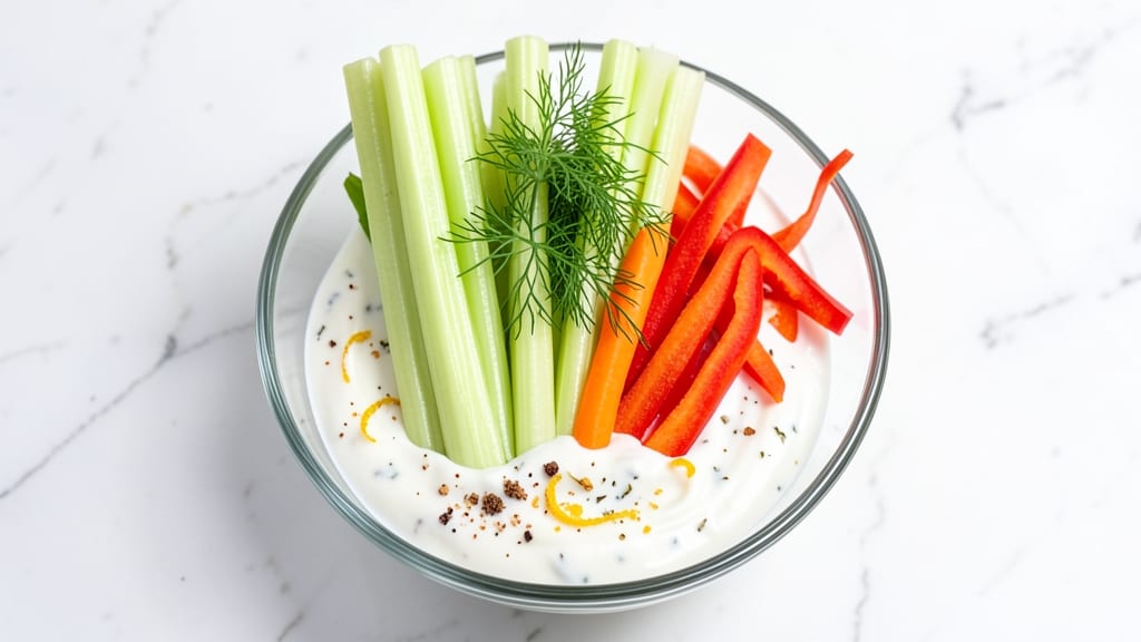 Candlestick Salad Recipe: Celery Crowns Stacked Over Creamy Dill Ranch Bliss