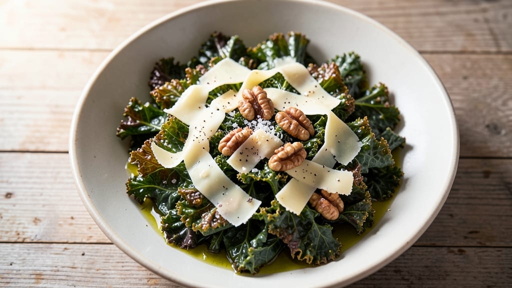 Baked Kale Salad Recipe: Crispy Roasted Kale With Nutty Parmesan Bite