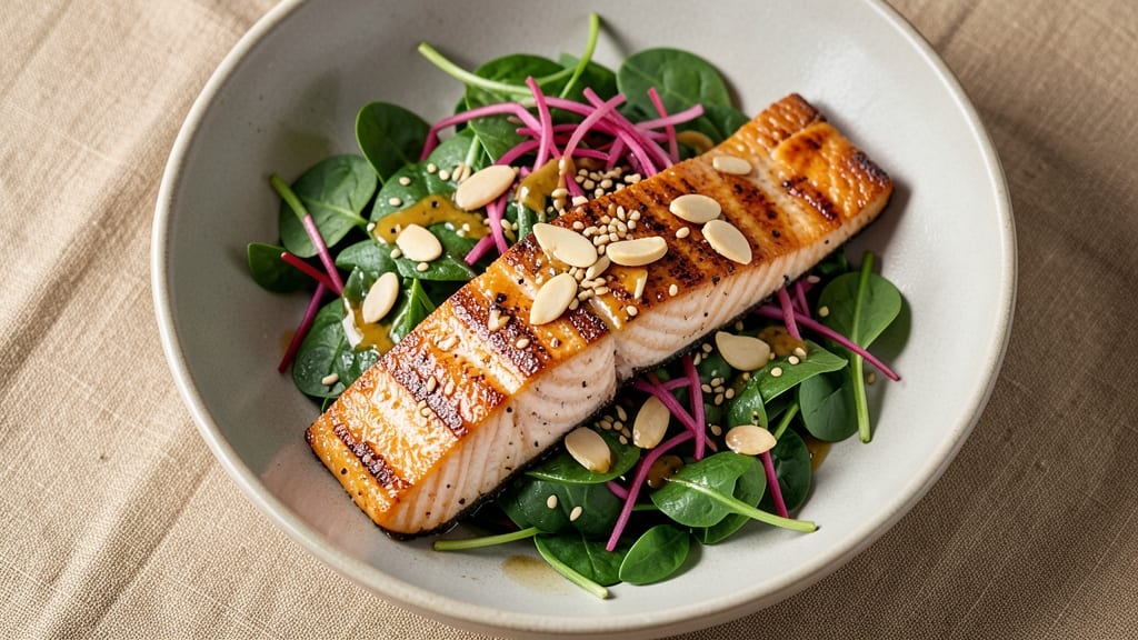 Asian Grilled Salmon Salad Recipe: Smoky Sesame Crunch Meets Silky Dressing