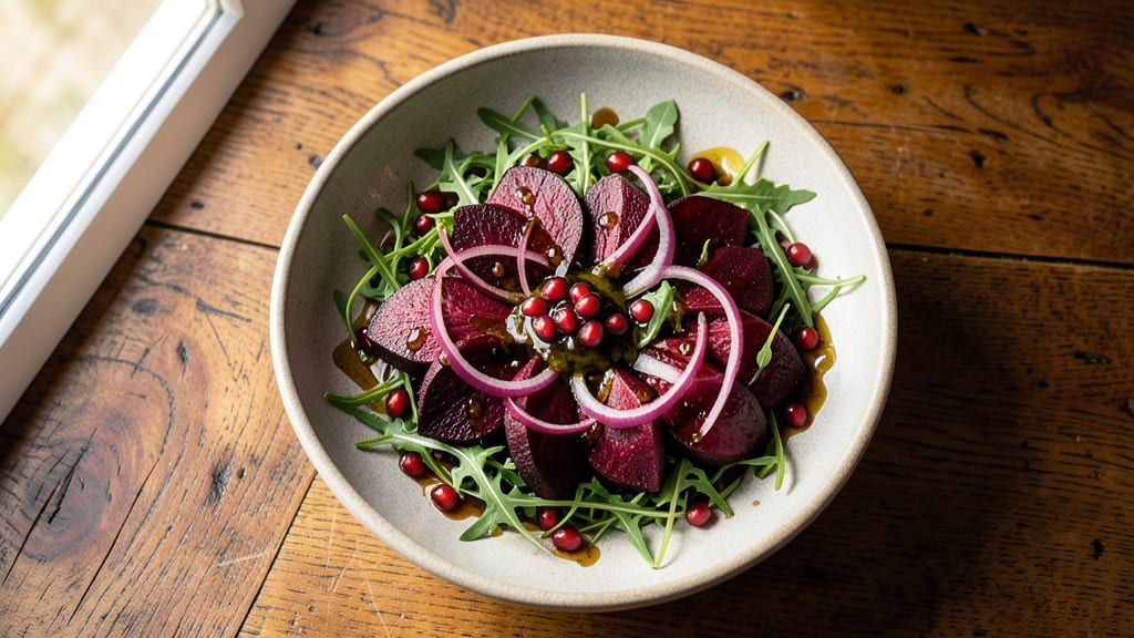 Beet and Red Onion Salad Recipe: Earthy Sweetness With Pomegranate Pop