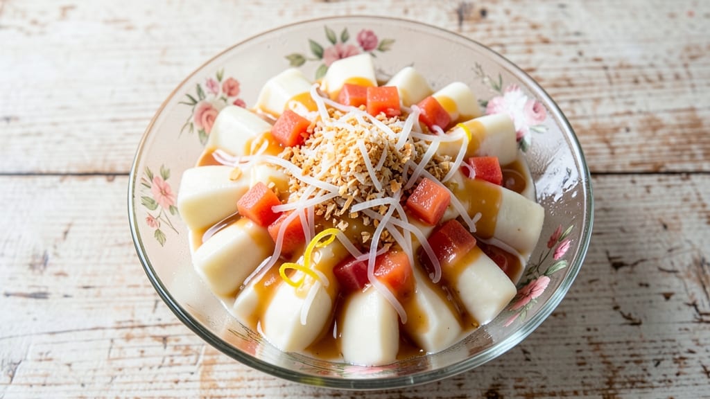 Buko Salad Recipe Filipino Style: Nectarine Cheese Cubes in Creamy Sweetness