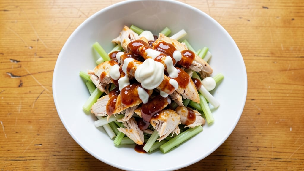 Buffalo Chicken Salad Recipe Keto: Crispy Celery Crowns Over Creamy Ranch Velout