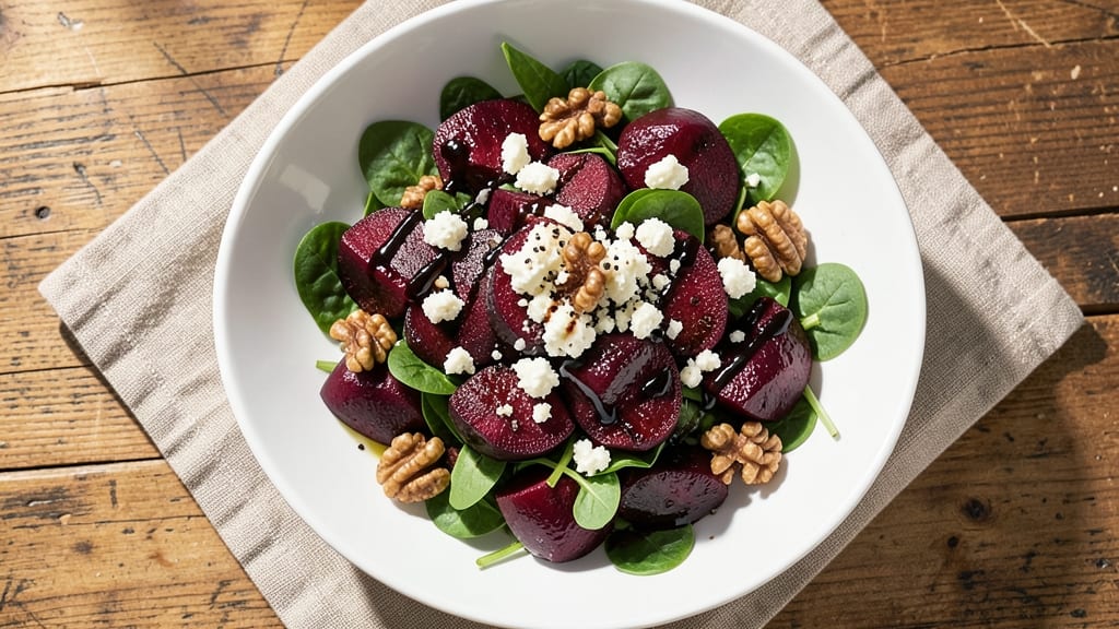 Beet, Feta, and Balsamic Salad Recipe: Earthy Sweetness With Crunchy Walnut Topping
