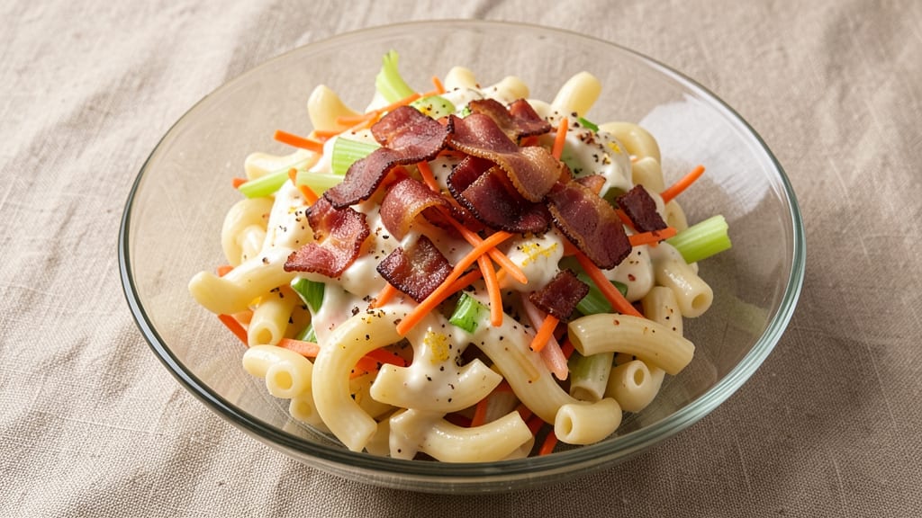 Bill Gray's Mac Salad Recipe: Crispy Celery Crowns Over Creamy Bacon Ranch Bliss