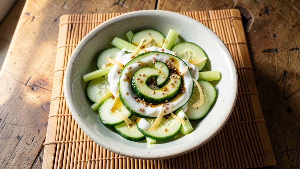 Asian English Cucumber Salad Recipe: Sesame-Ginger Zing with Crunchy Celery Crowns