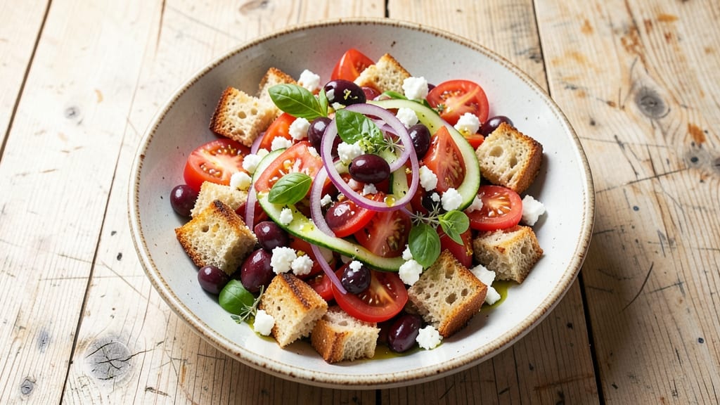 Barefoot Contessa's Greek Panzanella Salad Recipe: Crispy Bread and Juicy Tomatoes in Minutes
