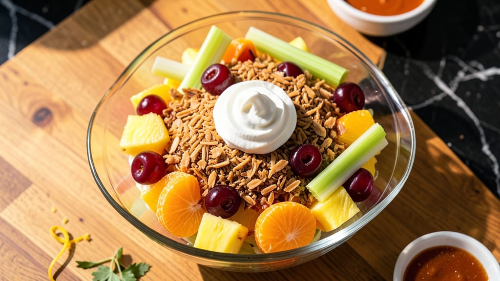 Best Ambrosia Salad Recipe Ever: Crisp Celery Crowns Over Creamy Orange Vanilla Bliss