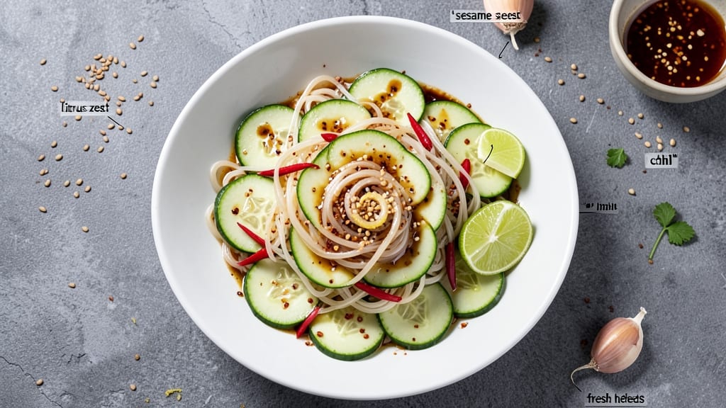 Asian Cuke Salad Recipe: Crispy Rice Noodle Twist With Tangy Lime Zing