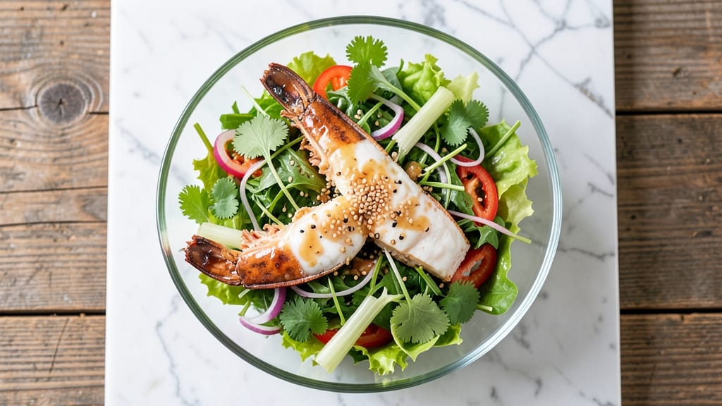 Asian Lobster Salad Recipe: Sesame-Ginger Dressing with Crunchy Celery Crowns