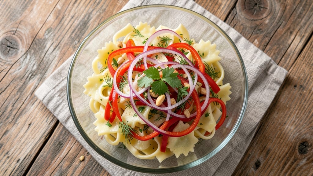 Bow Tie Noodle Salad Recipe: Celery Crown Crunch Over Creamy Lemon-Dill Bliss