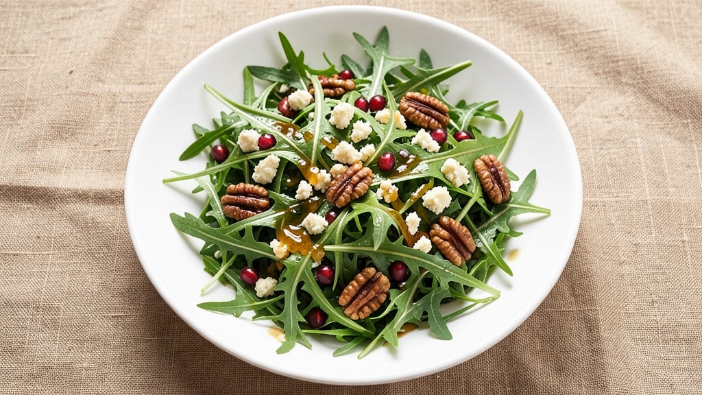 Arugula Gorgonzola Salad Recipe: Crispy Walnut Topping and Creamy Tang