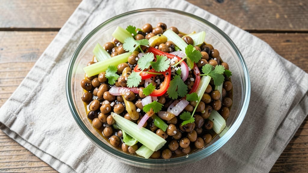 Black Eyed Pea Salad Recipe With Balsamic Vinegar: Crisp Celery Crowns Over Tangy Herb Dressing Bliss