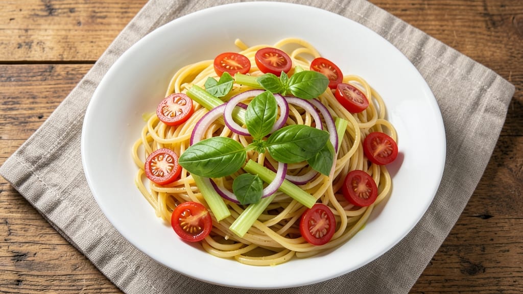 Linguine Salad Supreme Recipe: Cold-Pasta Masterpiece With Crunchy Celery Crowns