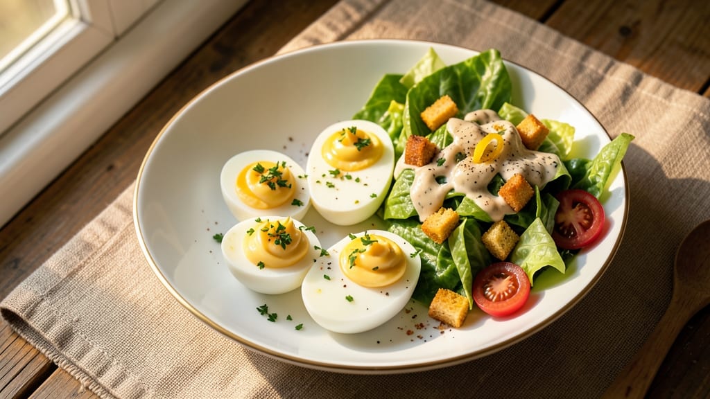 Caesar Salad Deviled Eggs Recipe: Crunchy Celery Crowns Meet Creamy Herb Yolk Filling
