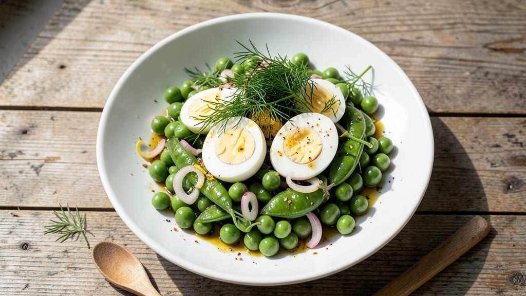 Pea Salad With Boiled Eggs Recipe: Creamy Dill Eggs and Sweet Pea Harmony