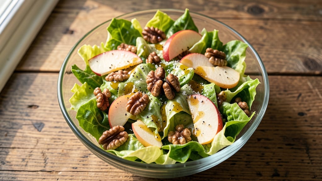 Boston Bibb Lettuce Salad Recipe: Sweet Butter Lettuce With Crunchy Apple and Walnut Topping
