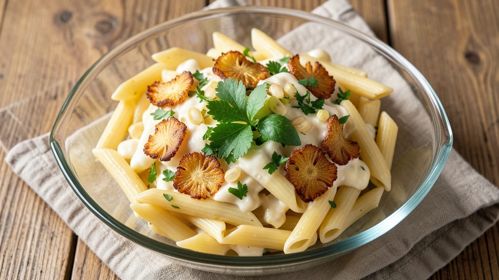 Bobby Flay's Pasta Salad Recipe: Crispy Celery Crowns Over Creamy Herb Velouté