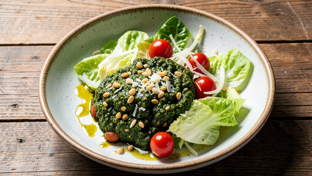 Basil Pesto Salad Recipe: Fresh Herb Crunch With Creamy Parmesan Twist