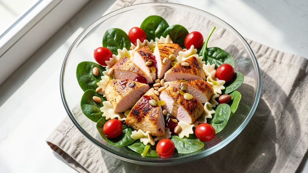 Bow Tie Pasta Chicken and Spinach Salad Recipe: Protein-Packed Lunch in 20 Minutes