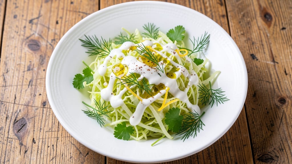 Balkan Cabbage Salad Recipe: Shredded Cabbage with Tangy Yogurt and Herbs