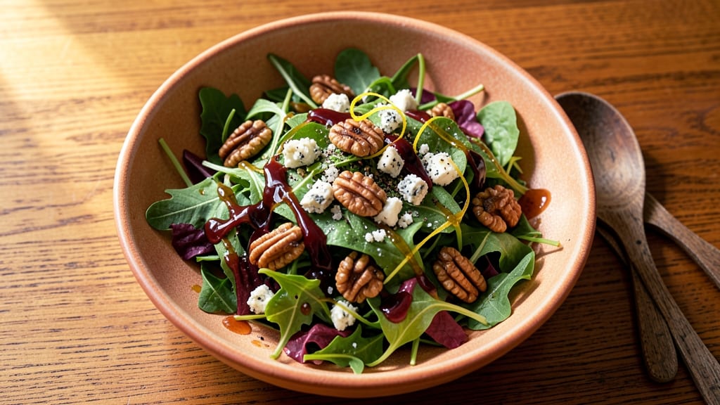 Blue Cheese and Walnut Salad Recipe: Crunchy Nut Topping Over Tangy Creamy Dressing
