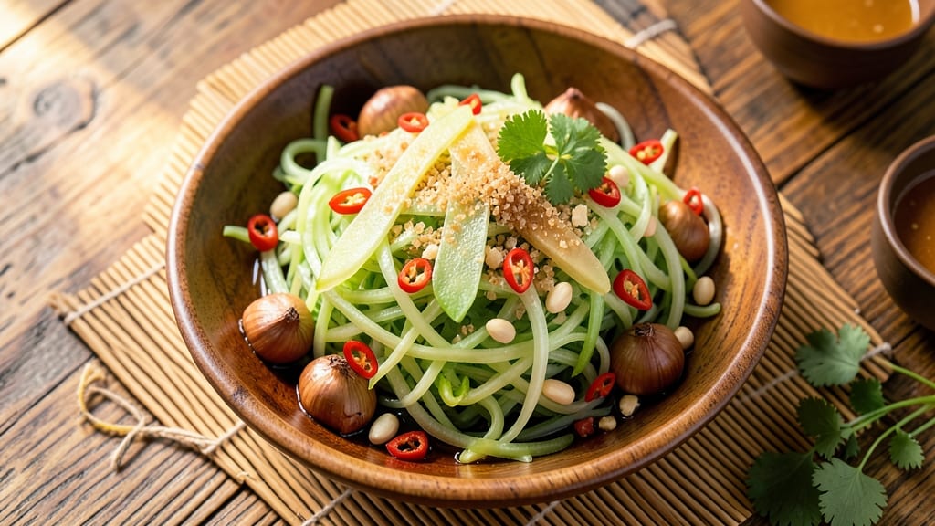 Burmese Green Papaya Salad Recipe: Shredded Papaya, Chili Lime Zing
