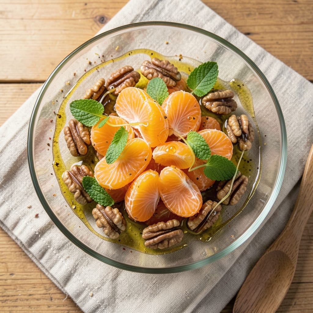 4-Ingredient Mandarin Orange Salad Recipe: Zesty Citrus & Crunchy Walnut Brightness
