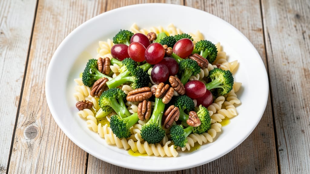 Broccoli Grape Pasta Salad Recipe: Sweet-Tart Bites with Crunchy Pecan Topping