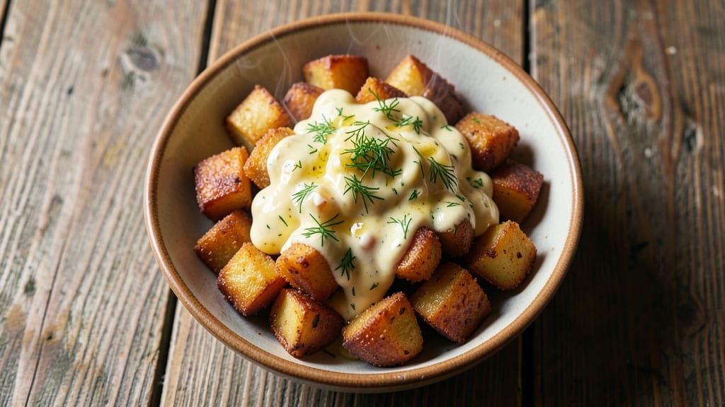 Backwater Jack's Fried Potato Salad Recipe: Crispy Shatter Bites Over Tangy Mustard Vinaigrette