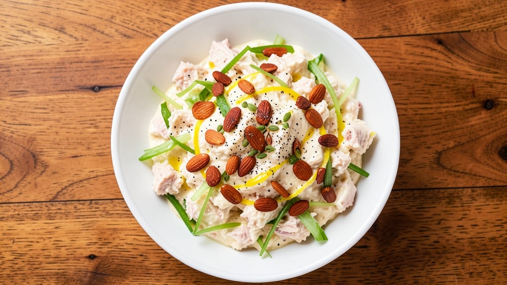 Atlanta Bread Company Tuna Salad Recipe: Mayo-Lightened with Crisp Celery and Almond Flavor