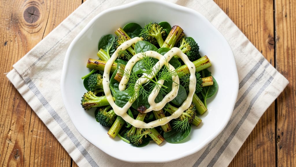 Broccoli Stalk Salad Recipe: Crunchy Peppery Bites with Creamy Lemon Dill Dressing