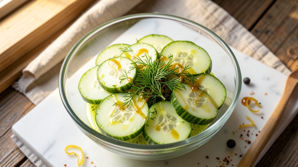 Café Max Cucumber Salad Recipe: Crispy Celery Crowns Over Zesty Dill-Lime Dressing